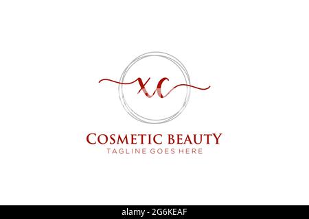 XC Feminine logo beauty monogram and elegant logo design, handwriting logo of initial signature, wedding, fashion, floral and botanical with creative Stock Vector