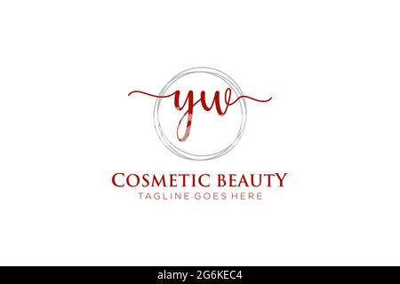 YW Feminine logo beauty monogram and elegant logo design, handwriting logo of initial signature, wedding, fashion, floral and botanical with creative Stock Vector