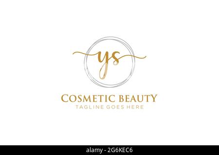 YS Feminine logo beauty monogram and elegant logo design, handwriting logo of initial signature, wedding, fashion, floral and botanical with creative Stock Vector