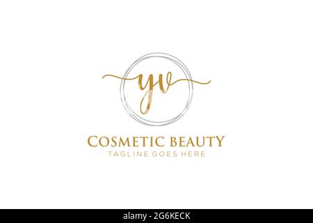 YV Feminine logo beauty monogram and elegant logo design, handwriting logo of initial signature, wedding, fashion, floral and botanical with creative Stock Vector