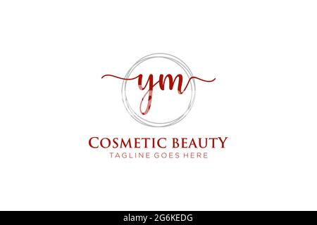 YM Feminine logo beauty monogram and elegant logo design, handwriting logo of initial signature, wedding, fashion, floral and botanical with creative Stock Vector