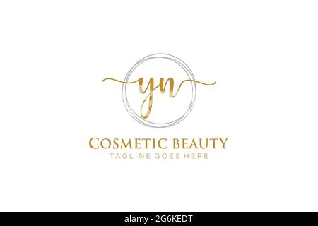 YN Feminine logo beauty monogram and elegant logo design, handwriting logo of initial signature, wedding, fashion, floral and botanical with creative Stock Vector