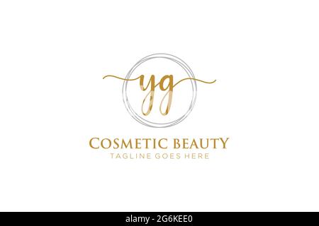 YG Feminine logo beauty monogram and elegant logo design, handwriting logo of initial signature, wedding, fashion, floral and botanical with creative Stock Vector