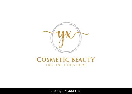 YX Feminine logo beauty monogram and elegant logo design, handwriting logo of initial signature, wedding, fashion, floral and botanical with creative Stock Vector