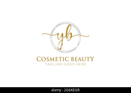 YB Feminine logo beauty monogram and elegant logo design, handwriting logo of initial signature, wedding, fashion, floral and botanical with creative Stock Vector
