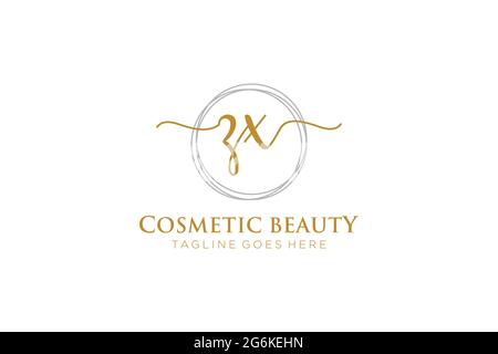 ZX Feminine logo beauty monogram and elegant logo design, handwriting logo of initial signature, wedding, fashion, floral and botanical with creative Stock Vector