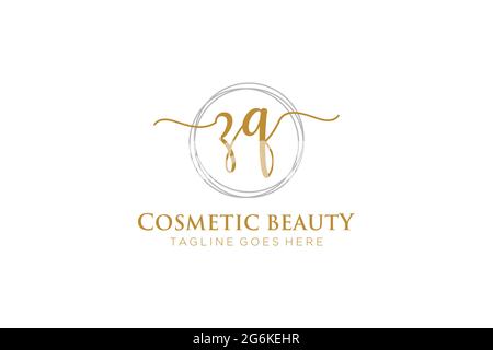 ZQ Feminine logo beauty monogram and elegant logo design, handwriting logo of initial signature, wedding, fashion, floral and botanical with creative Stock Vector