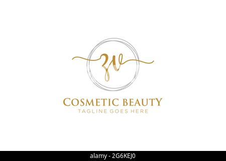 ZV Feminine logo beauty monogram and elegant logo design, handwriting logo of initial signature, wedding, fashion, floral and botanical with creative Stock Vector