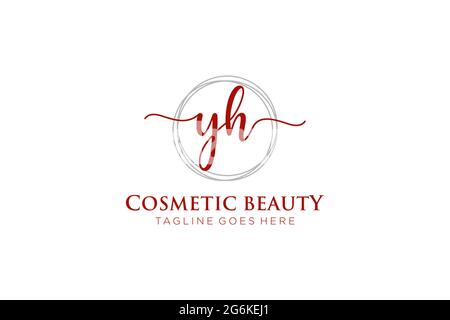 YH Feminine logo beauty monogram and elegant logo design, handwriting logo of initial signature, wedding, fashion, floral and botanical with creative Stock Vector