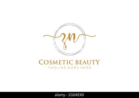 ZN Feminine logo beauty monogram and elegant logo design, handwriting logo of initial signature, wedding, fashion, floral and botanical with creative Stock Vector