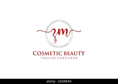 ZM Feminine logo beauty monogram and elegant logo design, handwriting logo of initial signature, wedding, fashion, floral and botanical with creative Stock Vector