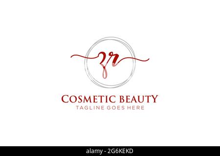 ZR Feminine logo beauty monogram and elegant logo design, handwriting logo of initial signature, wedding, fashion, floral and botanical with creative Stock Vector