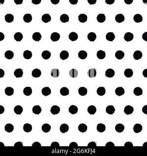 Spotted seamless pattern. White and black polka dot background. Vector hand-drawn texture.
