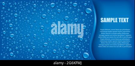 blue water background with many drops and place for text Stock Vector