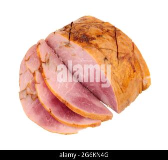 Honey glazed roast ham joint isolated on a white background Stock Photo