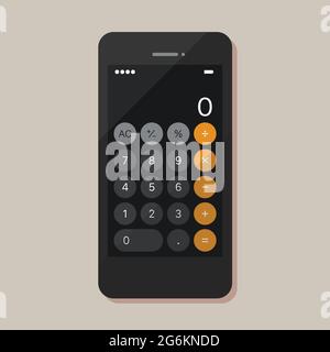 Calculator application on smartphone. Vector illustration Stock Vector