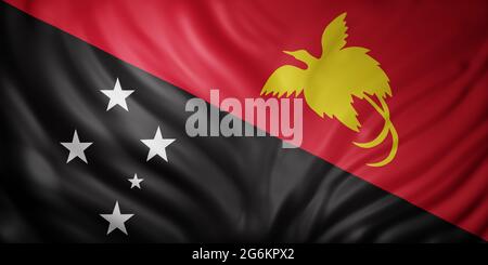 3d rendering of a detail of a silked Papua New Guinea flag Stock Photo