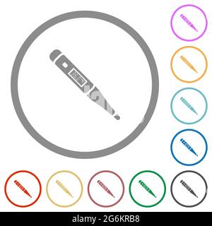 Digital thermometer flat color icons in round outlines on white background Stock Vector