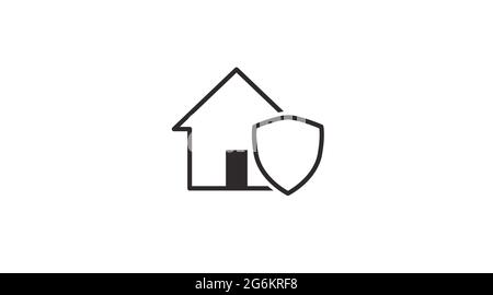 Vector Protected House Icon. Vector isolated illustration of a house with a shield Stock Vector
