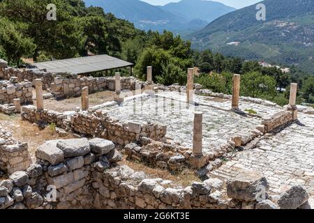 Ruins of the ancient city of Arycanda, Finike, Antalya, Turkey. Stock Photo