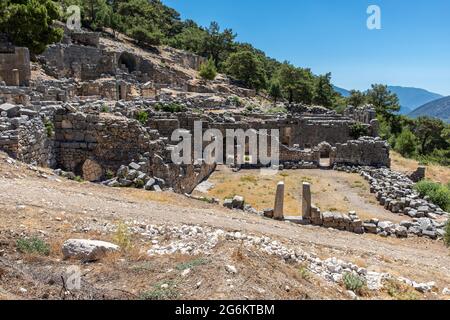 Ruins of the ancient city of Arycanda, Finike, Antalya, Turkey. Stock Photo