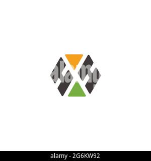 letter h colorful triangles geometric unique logo vector Stock Vector