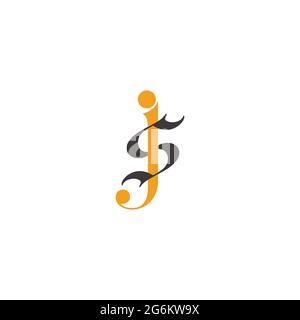 letter js simple linked curves colorful logo vector Stock Vector