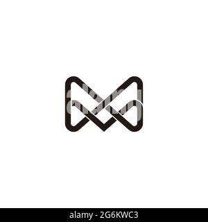 letter mv overlapping linear 3d logo vector Stock Vector