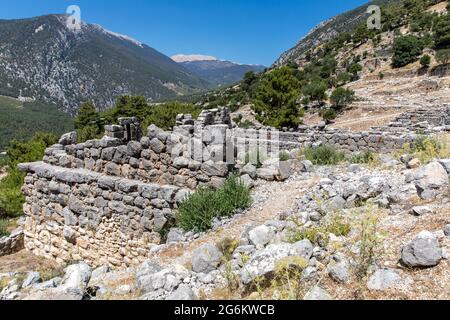 Ruins of the ancient city of Arycanda, Finike, Antalya, Turkey. Stock Photo