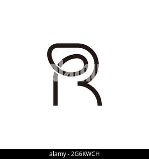 letter pr abstract thin line overlap logo vector Stock Vector