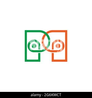 letter pq colorful linear overlap logo vector Stock Vector