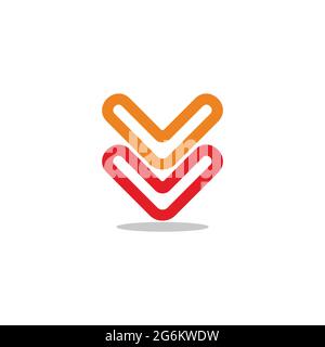 letter vv pointing arrow colorful logo vector Stock Vector