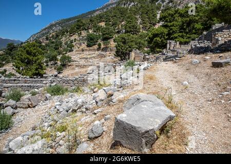 Ruins of the ancient city of Arycanda, Finike, Antalya, Turkey. Stock Photo