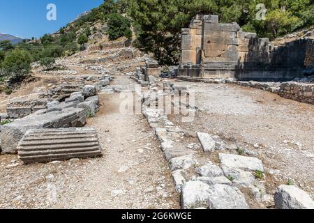 Ruins of the ancient city of Arycanda, Finike, Antalya, Turkey. Stock Photo