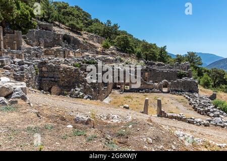 Ruins of the ancient city of Arycanda, Finike, Antalya, Turkey. Stock Photo