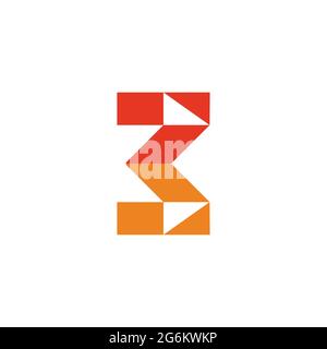 number 3 triangle geometric mosaic logo vector Stock Vector