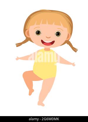 The cheerful girl rejoices. Prepared for water games in the sea, river or  pool. In beachwear. Isolated on white background. Illustration in cartoon  Stock Vector Image & Art - Alamy