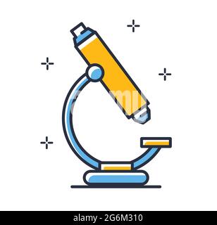 Microscope vector icon. Microscope laboratory isolated on white background. Design elements, colored. Element for mobile concepts and web apps. Flat s Stock Vector