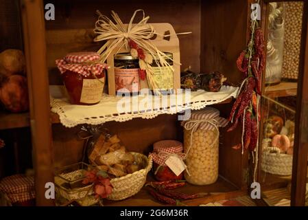 Visit to the shop of 'El Celler' in Mura. Handicraft products and groceries are sold in this store (Bages, Barcelona, Catalonia, Spain) Stock Photo