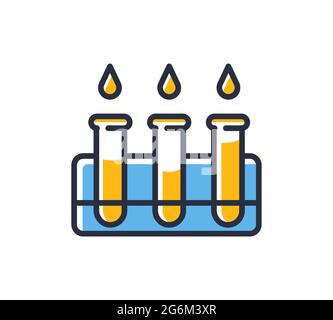A medical test icon. Test tubes with blood isolated on white background. Design elements, colored. Element for mobile concepts and web apps. Flat styl Stock Vector