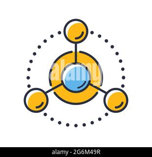 Molecule icon. Sign science chemistry and physics isolated on white background. Design elements, colored. Element for mobile concepts and web apps. Fl Stock Vector