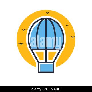 Hot air balloon icon. Airship and balloons airship isolated on white background. Design elements, colored. Element for mobile concepts and web apps. F Stock Vector