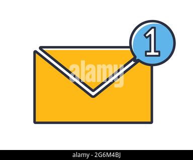 New message icon. Letter isolated on white background. Design elements colored. Can be used for mobile concepts and web applications, social networks. Stock Vector