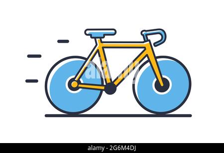 Bicycle icon. Track bike in a new style isolated on white background. Design elements, colored. Element for mobile concepts and web apps. Flat style v Stock Vector