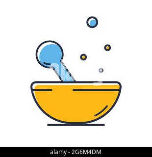 Bowl Line Icon. Bowl for grinding isolated on white background. Design elements, colored. Element for mobile concepts and web apps. Flat style vector Stock Vector