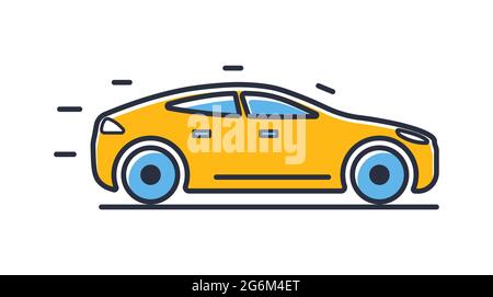 Car icon. Electric car isolated on white background. Design elements, colored. Element for mobile concepts and web apps. Flat style vector illustratio Stock Vector