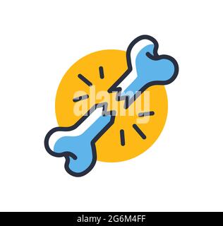 Broken human bone icon. Broken bone isolated on white background. Design elements, colored. Element for mobile concepts and web apps. Flat style vecto Stock Vector
