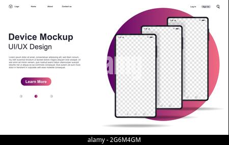 Smartphone mockup. Modern frameless smartphones, generic cell phone device side.Template for infographics or presentation UI design interface. 3D real Stock Vector