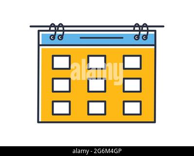 Calendar icon. Time planningn isolated on white background. Design elements color. Can be used for mobile concepts and web applications, social networ Stock Vector