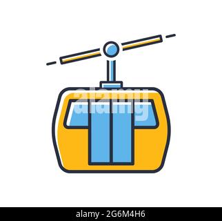 Chairlift icon. Mountain cableway isolated on white background. Design elements, colored. Element for mobile concepts and web apps. Flat style vector Stock Vector